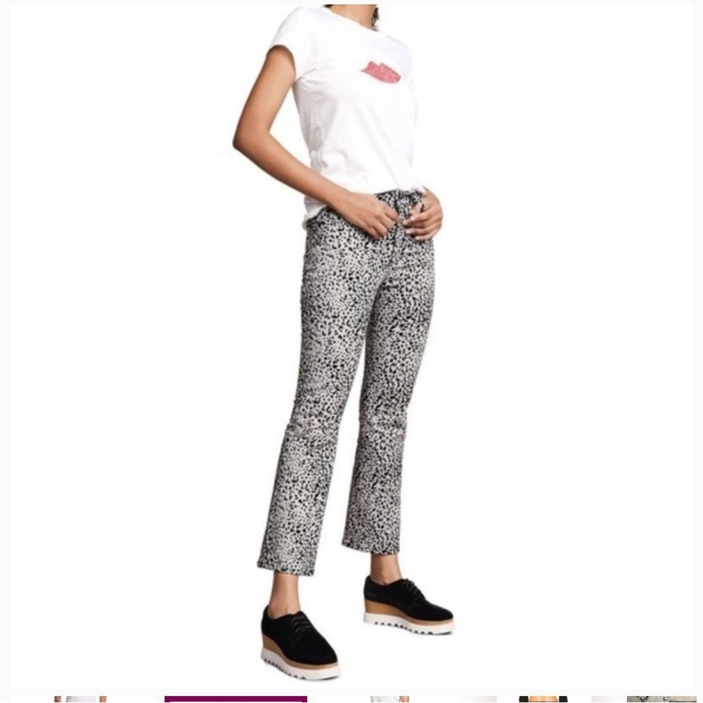 rag & bone Hana High Rise Slim Fit Cropped Boot Gray Cheetah Jeans - Picture 2 of 5